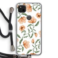 Peachy flowers: Pixel 4a Transparant Hoesje met koord