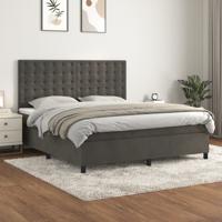 Boxspring met matras fluweel donkergrijs 160x200 cm