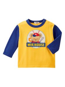 Miki House t-shirt en coton à logo brodé - Jaune