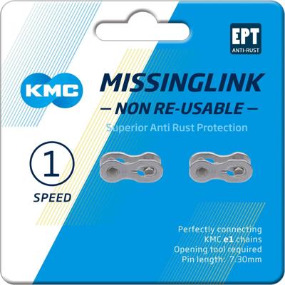 KMC missinglink e1/e8 ept, 3/32, 2 stuks, zilverkleurig
