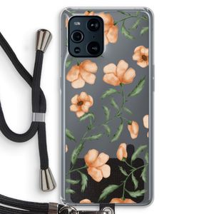 Peachy flowers: Oppo Find X3 Transparant Hoesje met koord