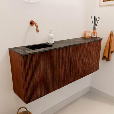 Toiletmeubel Mondiaz Joya Dlux | 111.6 cm | Meubelkleur Ruby | Faye wastafel Lava Wasbak Links | Zonder kraangat(en)