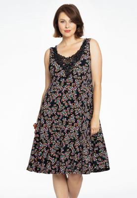 Yoek Jurk met kant RUBY | Zwart | Maat 46/48
