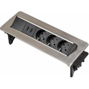 Brennenstuhl 1396200113 power uitbreiding 2 m 3 AC-uitgang(en) Binnen Zwart, Roestvrijstaal