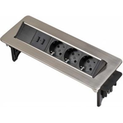 Brennenstuhl 1396200113 power uitbreiding 2 m 3 AC-uitgang(en) Binnen Zwart, Roestvrijstaal