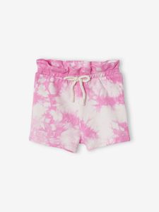 Korte broek voor baby's met tie and dye effect van molton roze