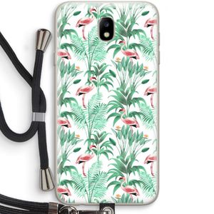 Flamingo bladeren: Samsung Galaxy J7 (2017) Transparant Hoesje met koord