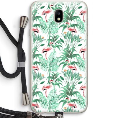 Flamingo bladeren: Samsung Galaxy J7 (2017) Transparant Hoesje met koord