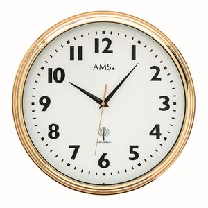 AMS F5963 Wandklok zendergestuurd Messing 32 cm rond