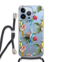 Kleurrijke papegaaien: iPhone 13 Pro Transparant Hoesje met koord