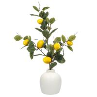 Kunstbloem citrusfruit tak citroen - 95 cm - geel - losse steel - Kunst zijdebloemen