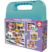 Progressieve puzzelkoffer - EDUCA - SuperKitties - 12+16+20+25 stukjes