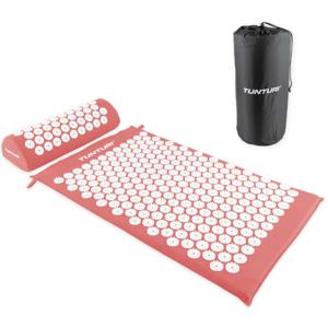 Tunturi Spijkermat met kussen - Acupressuur - Meditatie Mat - Acupunctuur Set - 68x42x2 cm - Rose goud