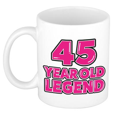 Verjaardag cadeau mok 45 jaar - al zo oud - legende - roze - 350 ml - keramiek