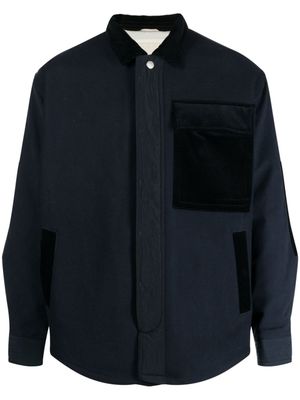 Emporio Armani surchemise à détails en velours côtelé - Bleu