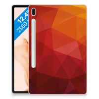 Back Cover voor Samsung Galaxy Tab S7FE Polygon Red - thumbnail