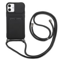 iPhone 14 Pro Max hoesje - Backcover - Koord - Pasjeshouder - Portemonnee - TPU - Zwart