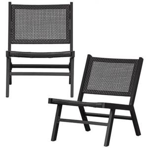 WOOOD Puk Fauteuil - Aluminium - Zwart - Set van 2