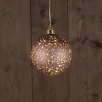B.O.T. Ball Glass Matt Bronze With Stars 12 cm - Annas collection