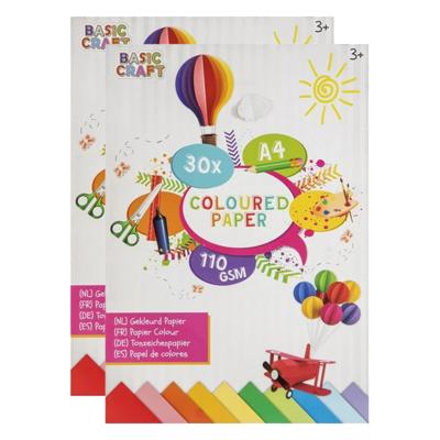 Gekleurd papier - 60x vellen - A4-formaat - knutselpapier/tekenpapier
