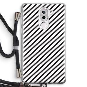 Strepen zwart-wit: Honor 6X Transparant Hoesje met koord