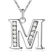 Zilverkleurige Letter M Dames Ketting met Zirkonia