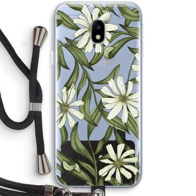 Wit bloemenpatroon: Samsung Galaxy J3 (2017) Transparant Hoesje met koord