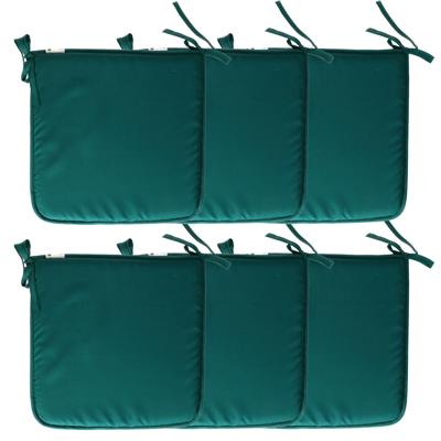 Stof Textile Home stoelkussens - 6x - emerald groen - 38 x 38 x 3 cm - voor binnen - vierkant