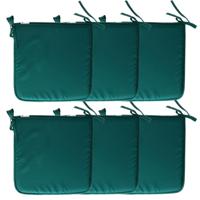 Stof Textile Home stoelkussens - 6x - emerald groen - 38 x 38 x 3 cm - voor binnen - vierkant