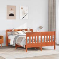 Bedframe zonder matras massief grenenhout wasbruin 120x190 cm