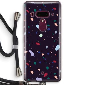 Dark Rounded Terrazzo: HTC U12+ Transparant Hoesje met koord
