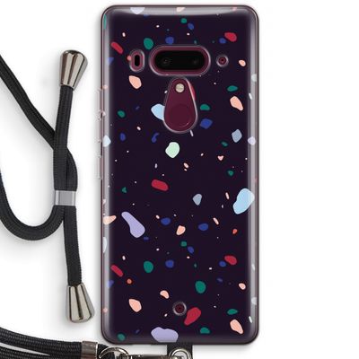 Dark Rounded Terrazzo: HTC U12+ Transparant Hoesje met koord