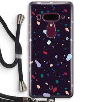 Dark Rounded Terrazzo: HTC U12+ Transparant Hoesje met koord