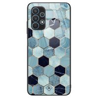 Samsung Galaxy A32 5G glazen hardcase - Blue cubes