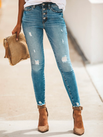 Plain Casual Denim Jeans - thumbnail