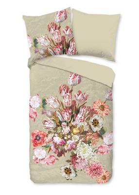 Good Morning Dekbedovertrek "bloemen" - Zand - (155x220 cm) - Katoen