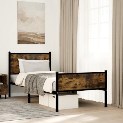 Bedframe zonder matras metaal gerookt eikenkleurig 80x200 cm