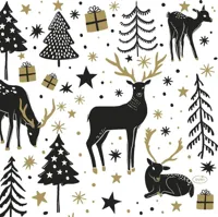 Duni 3-laags tissue servet magic winter 33x33cm wit 20 stuks