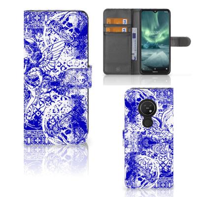 Telefoonhoesje met Naam Nokia 7.2 | Nokia 6.2 Angel Skull Blauw