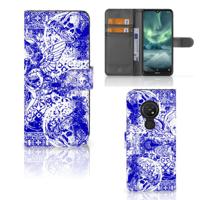 Telefoonhoesje met Naam Nokia 7.2 | Nokia 6.2 Angel Skull Blauw
