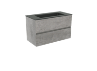 Storke Edge zwevend badkamermeubel 80 x 40 cm beton donkergrijs met Scuro enkele wastafel in mat kwarts