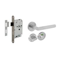 Intersteel Deurbeslag set WC-slot 63/8mm RVS + deurklink Hoek 90 graden RVS