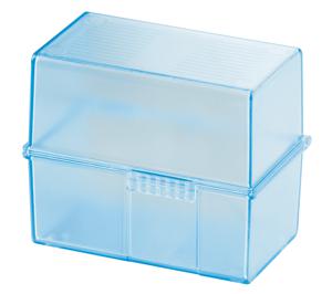 HAN DIN A8 979-64 Kaartenbox Doorschijnend, Blauw Aantal kaarten (max.): 200 kaarten DIN A8 liggend Incl. 100 gelinieerd