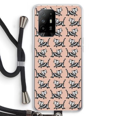 Zwarte poes: Oppo A94 5G Transparant Hoesje met koord