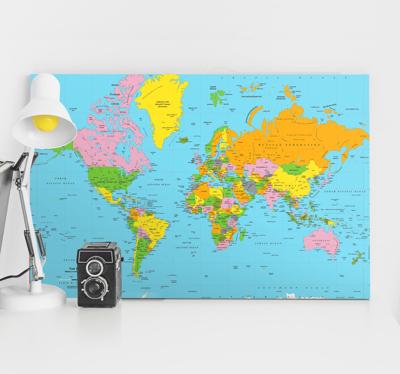 Wereldkaart canvas schilderij Gekleurd