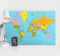Wereldkaart canvas schilderij Gekleurd