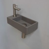 Fonteinset INK Versus 36x18x9 cm Quartz Beton Met Kraangat Links Brushed Nickel