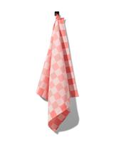 HEMA Theedoek 65x65 katoen met ruiten (koraal)