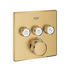 Grohe Inbouwkraan Grohtherm Smart Control Thermostaatkraan met 3-weg Omstelling Vierkant 4 knop Cool Sunrise Geborsteld