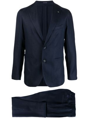 Tagliatore costume boutonné à logo appliqué - Bleu